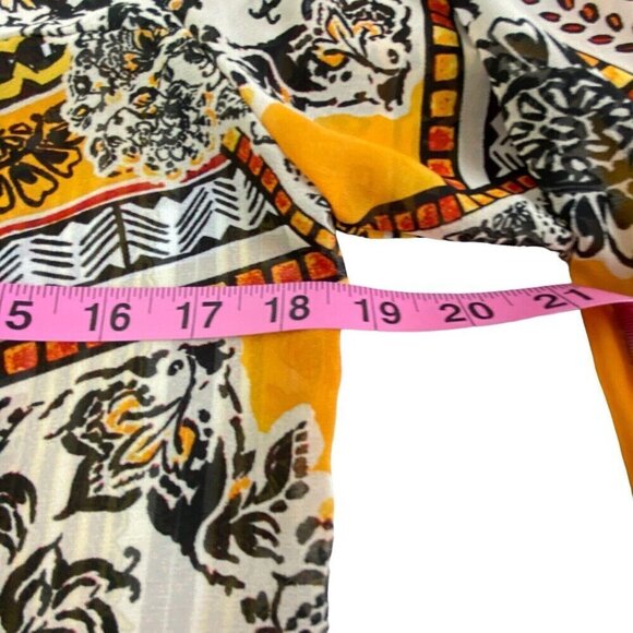 FIG & FLOWER Anthropologie Pullover V Neck Blouse Multicolor Orange L 81-14 - Picture 11 of 14